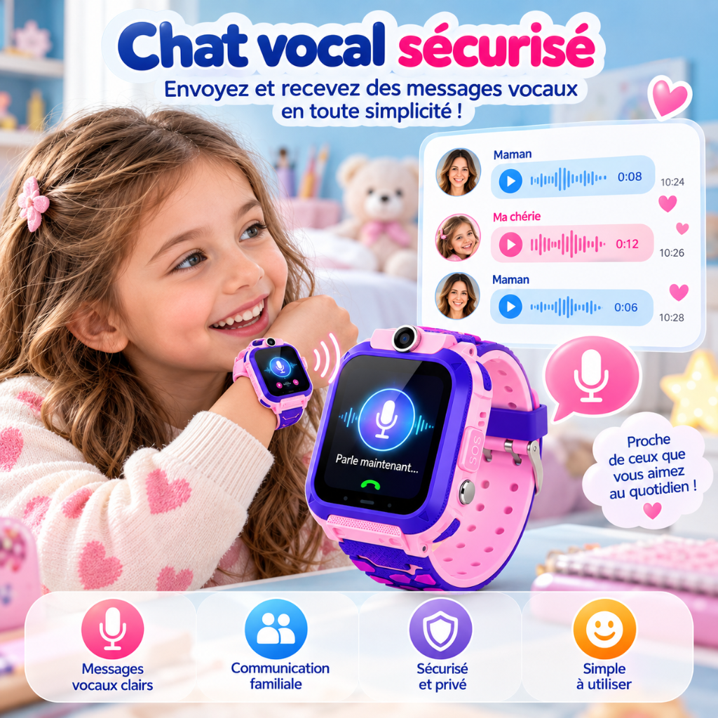 montre connectée enfant avec appels vocaux pour rester en contact