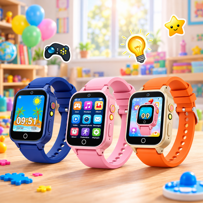 montre connectée pour enfant ludique avec jeux, caméra et podomètre