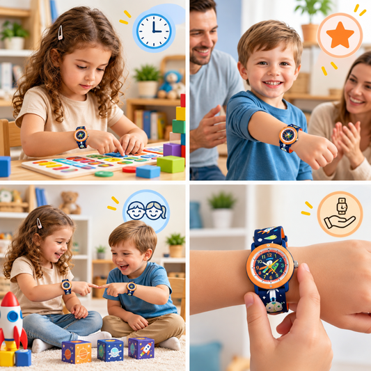 montre enfant éducative bleue