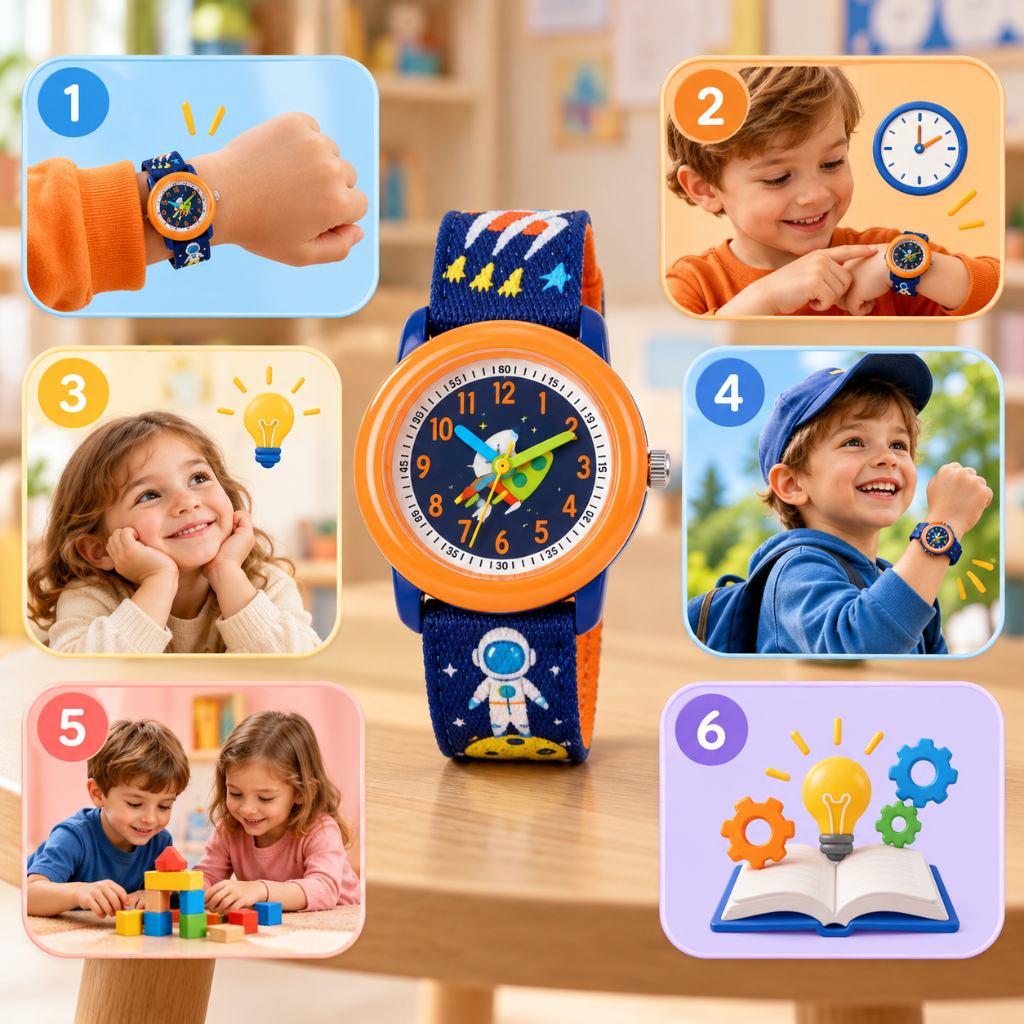 montre enfant éducative bleue pour garcant