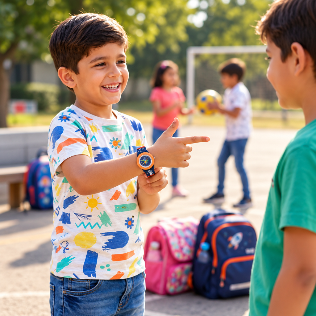 montre enfant éducative portée par un garçon