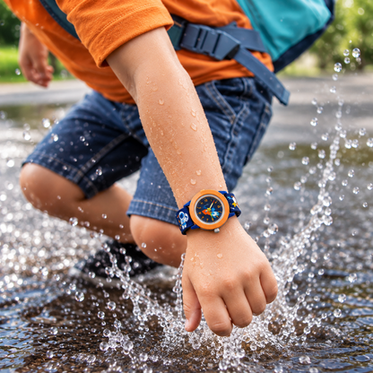 montre enfant portée par un garçon pendant une sortie