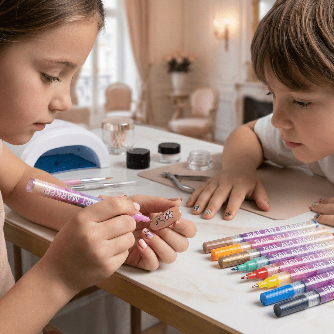 stylos nail art enfant aux couleurs vives et intenses